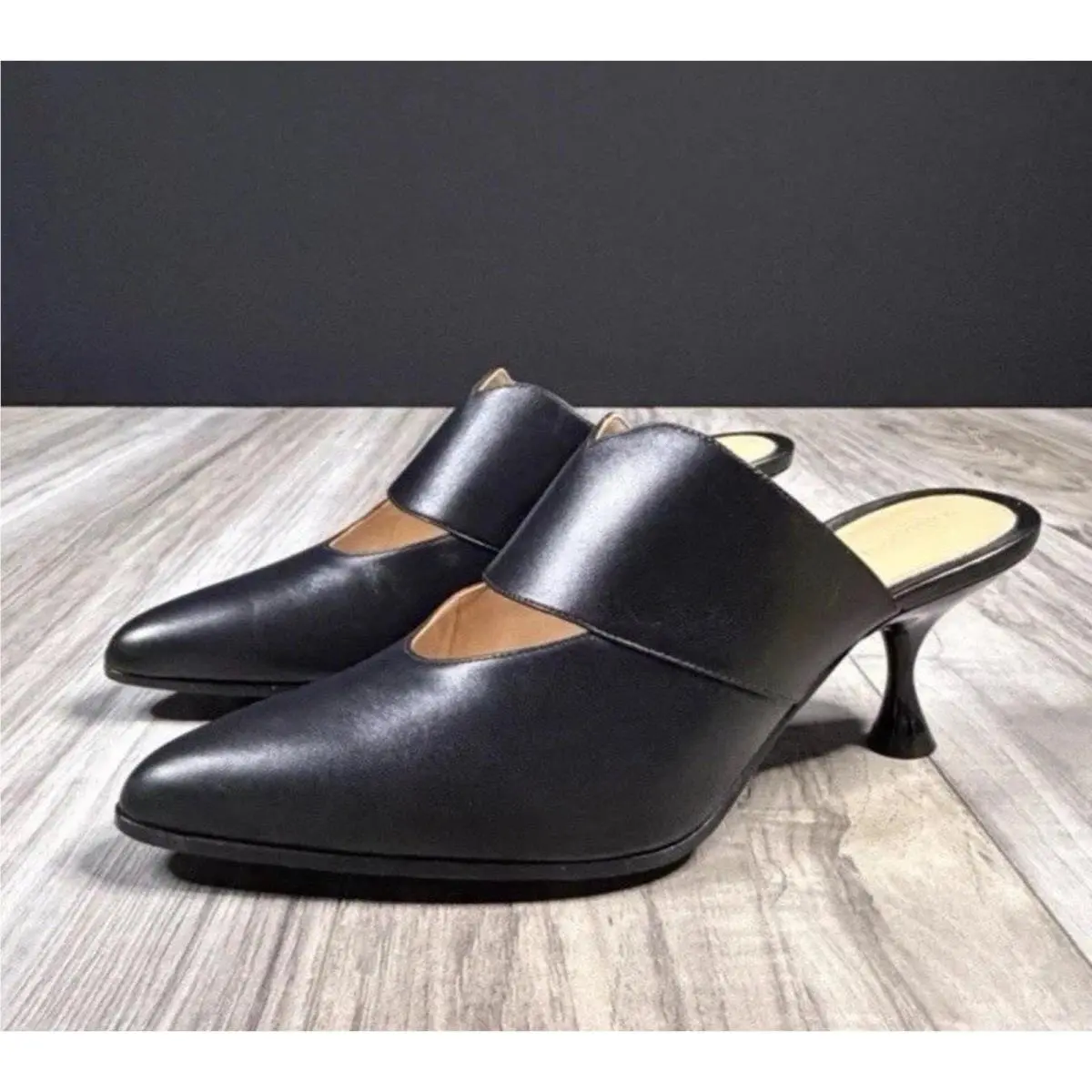 Tango Mules Black Leather Cut Out Block Heels US 8 EU 38 by Bottega Veneta