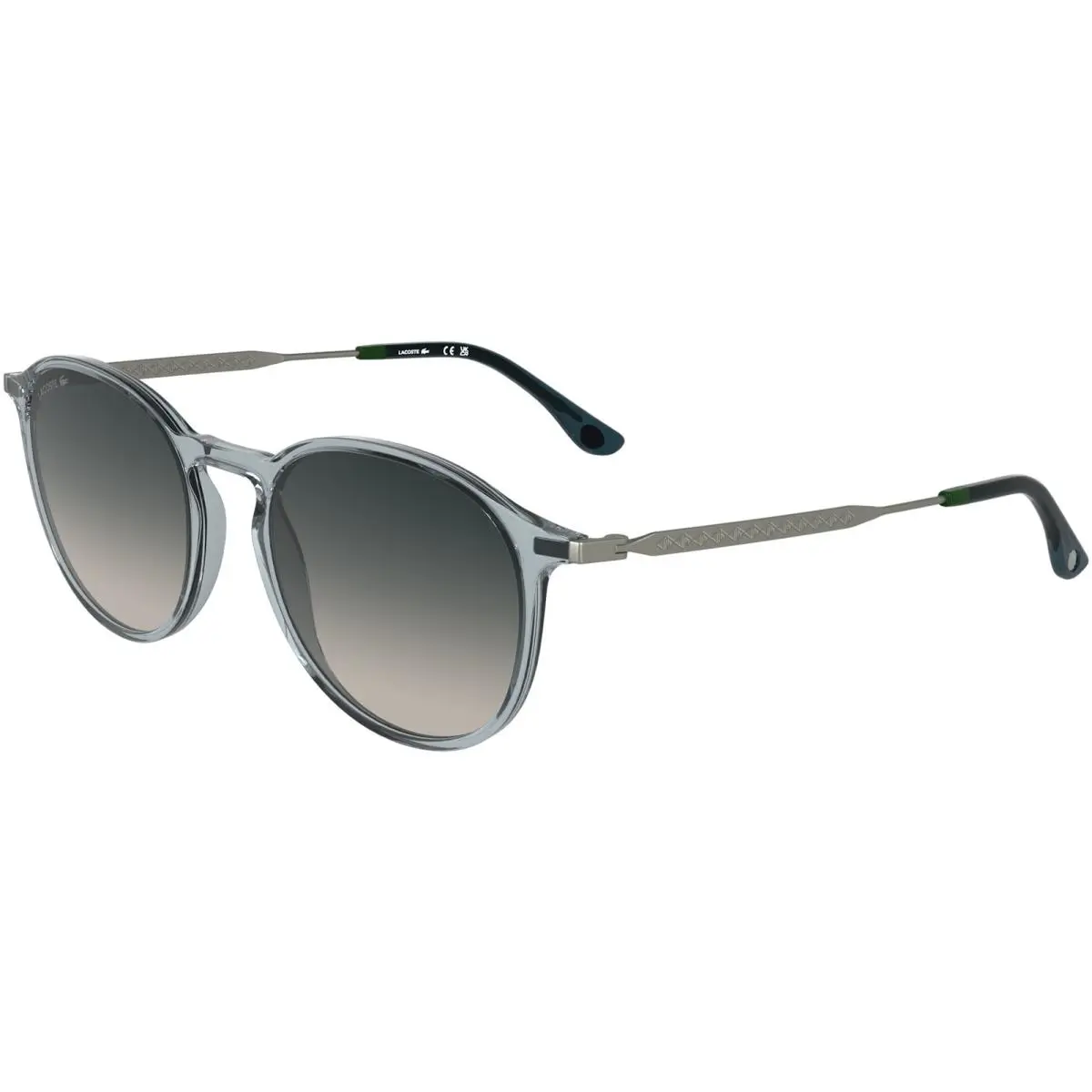 Round Sunglasses w/ Slim Temples - L6061SN - Made in Vietnam Transparent Light Grey/Grey (038) by Lacoste