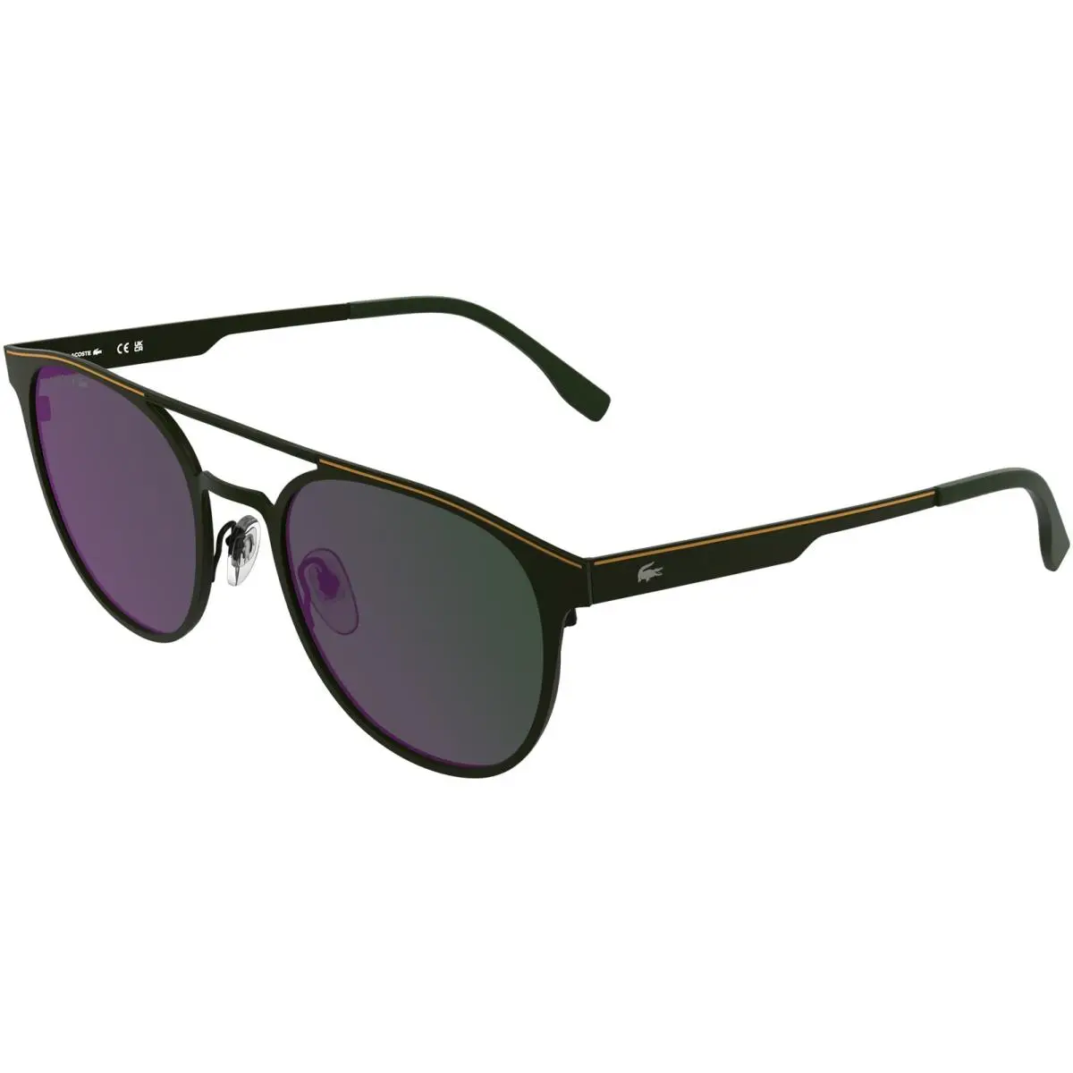 Slim Round Aviator Sunglasses - L275S - Made in Vietnam Matte Dark Green/Green (318) by Lacoste