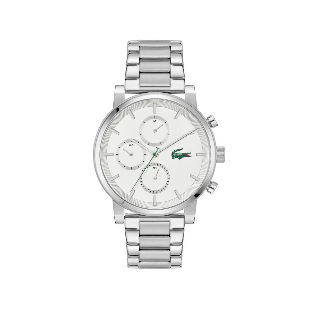 Lacoste Replay Men`s Multifunction Watch - Link Bracelet - Minimalist Silver
