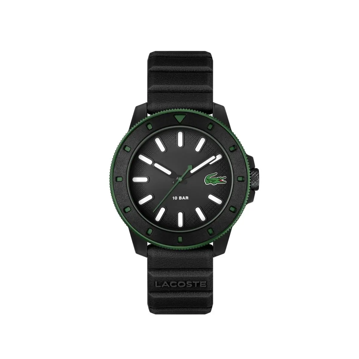 Lacoste.12.12 Scuba Men`s 3H Quartz Watch Silicone Strap - Modern Black