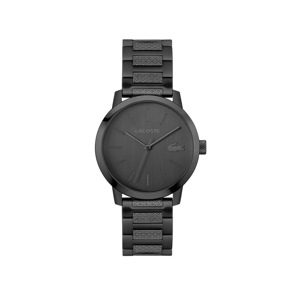 Lacoste.12.12 Metropole Men`s 3H Quartz Watch Stainless Steel Bracelet Black