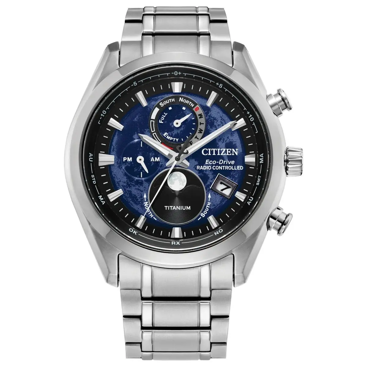 BY1010-57L Tsuki-yomi Atomic Moonphase Super Titanium Men`s Watch 43mm by Citizen