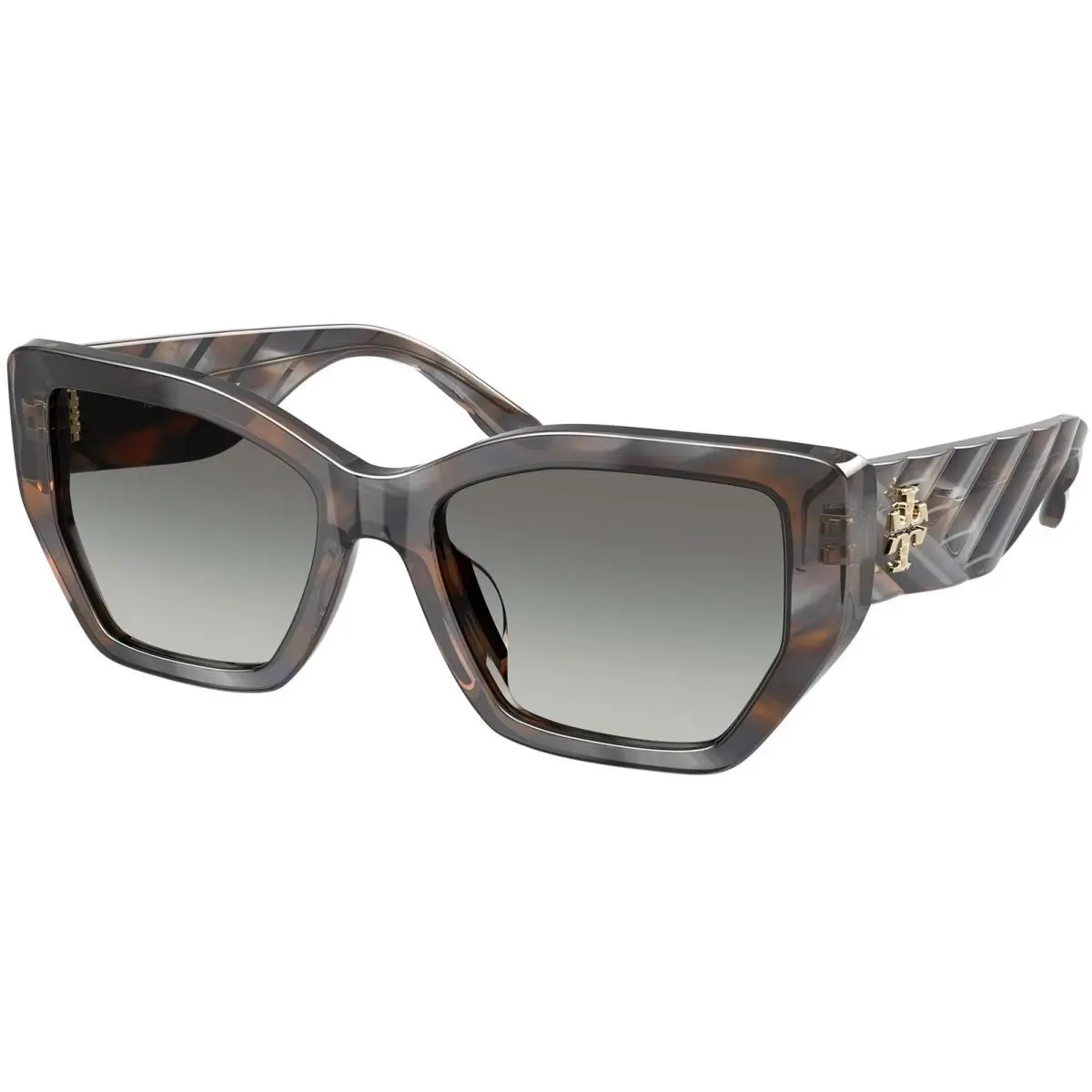 Kira Women`s Geometric Cat-eye Sunglasses - TY7187U Blue Smoke Tortoise/Grey Grad (207111-53) by Tory Burch