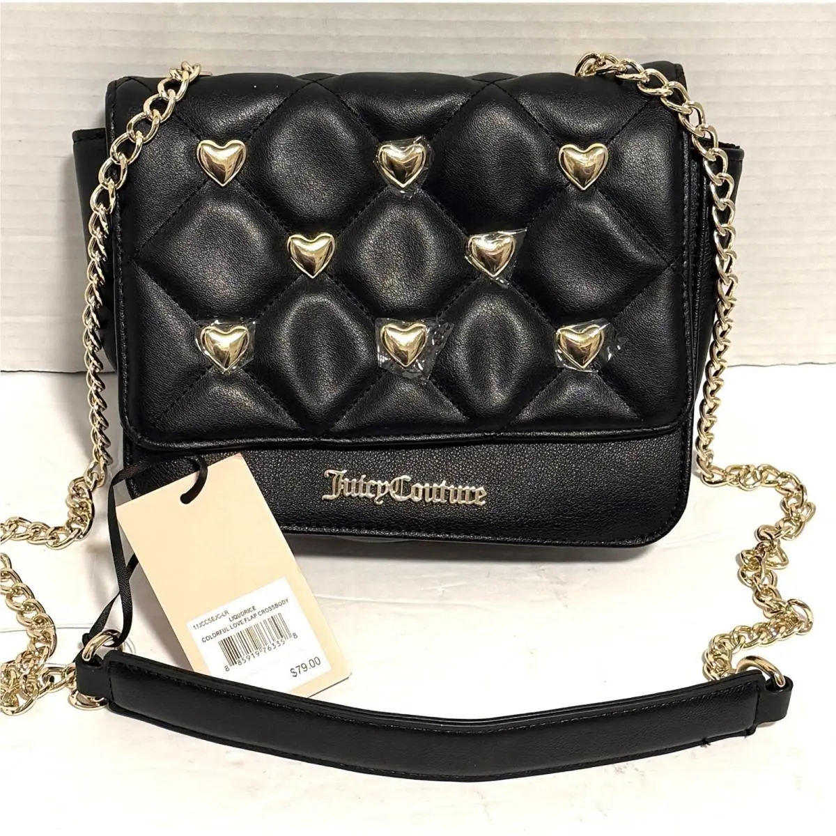 Liquorice Love Flap Crossbody Purse Bag w/ Gold Hardware `s by Juicy Couture