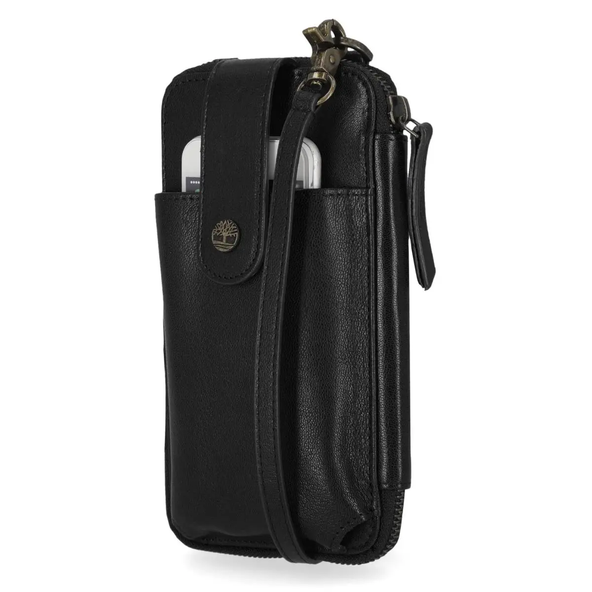 Women`s Rfid Leather Phone Crossbody Wallet Bag Black One Size by Timberland