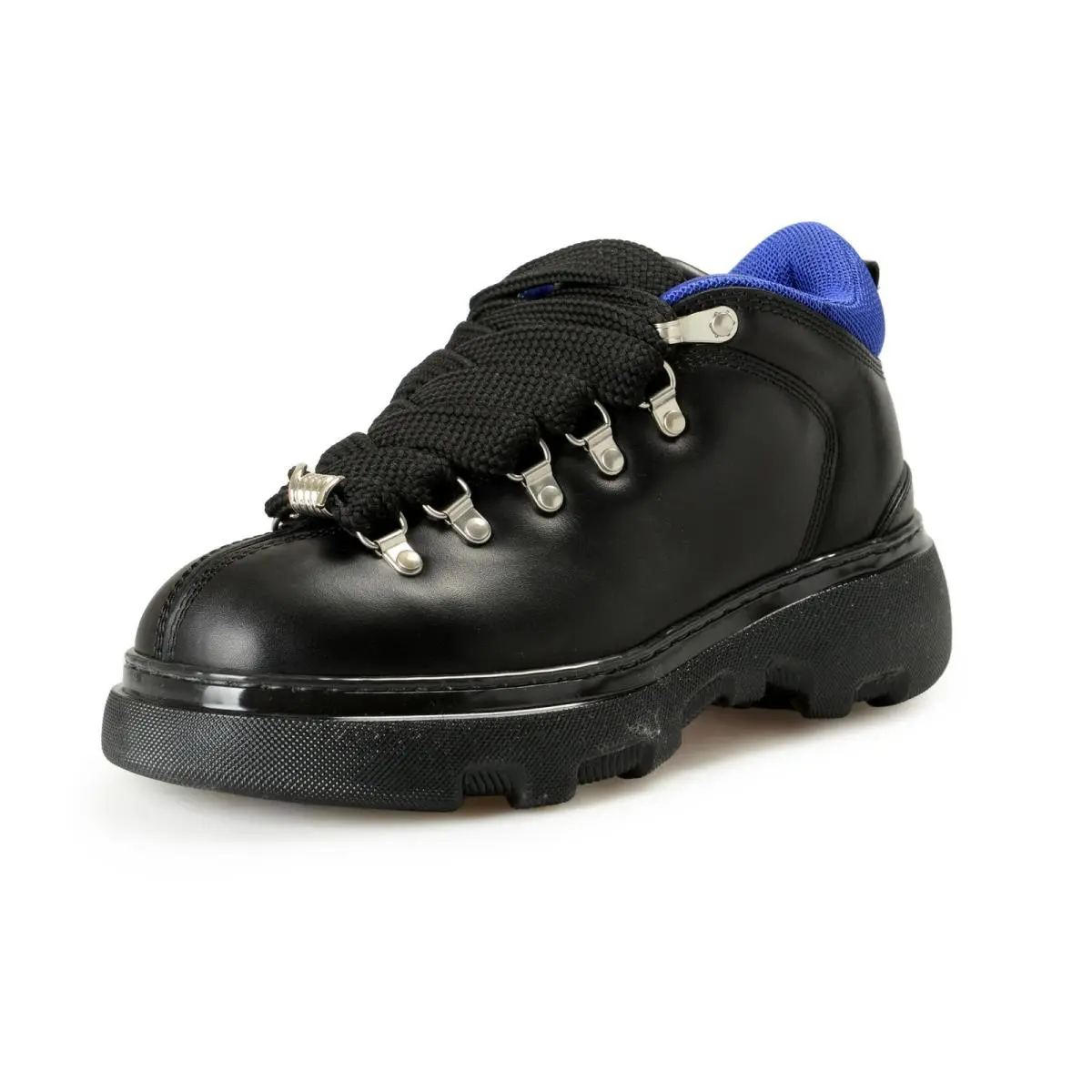 Burberry Men`s Trek Boot Black Leather Hiking Boots Shoes US 8 Eur 41 - Black