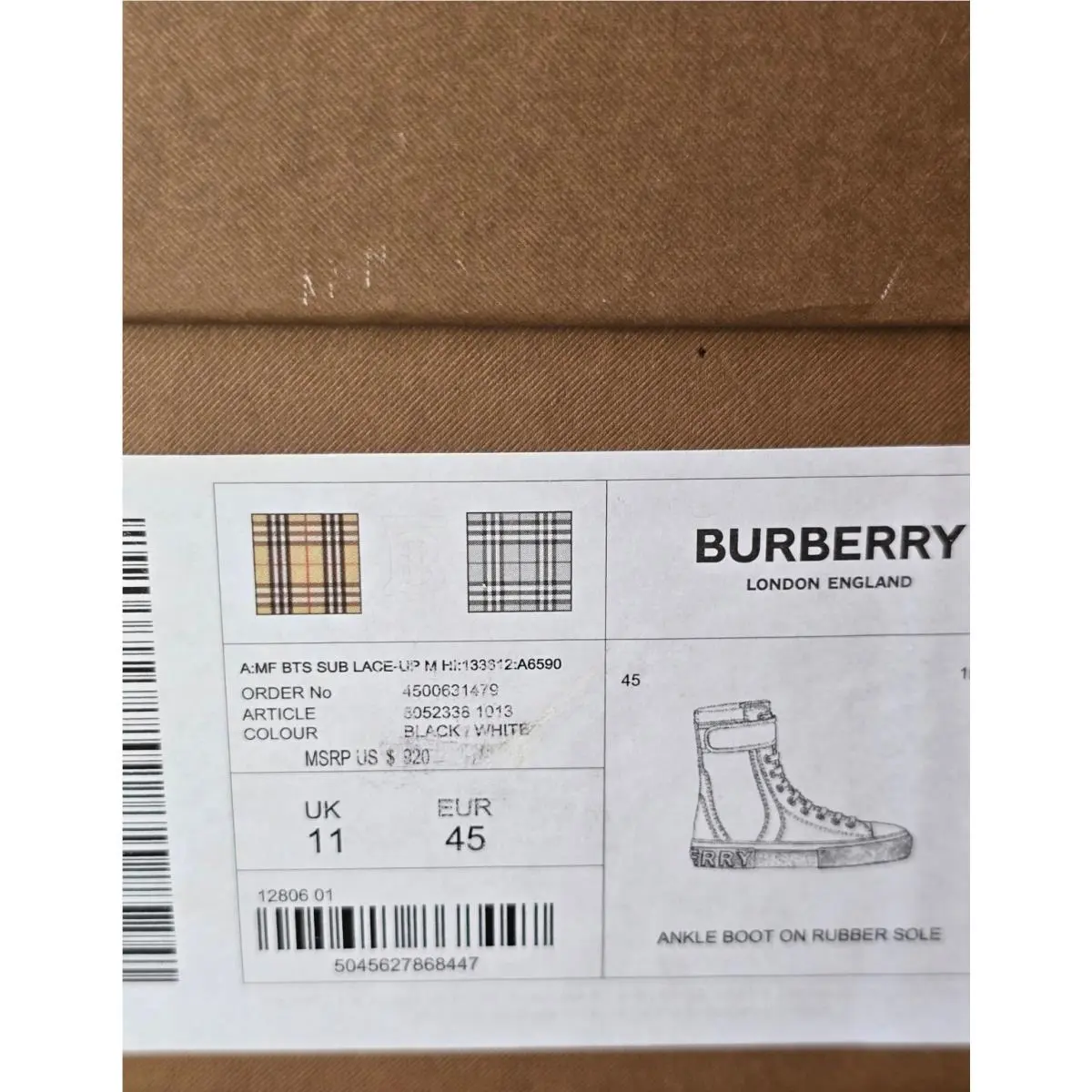 Burberry shoes - Burberry High-Top Sneakers - Sneakers - Black (UPC: 5045627868447) 12